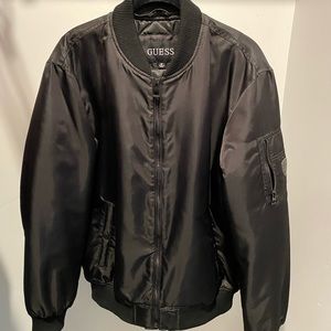 Guess Mens Black Aviator Bomber Jacket